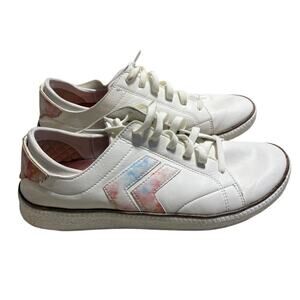 Dr. Scholl's Lace Up Leather Sneakers Women's 10M White Pastel Shoes Comfort